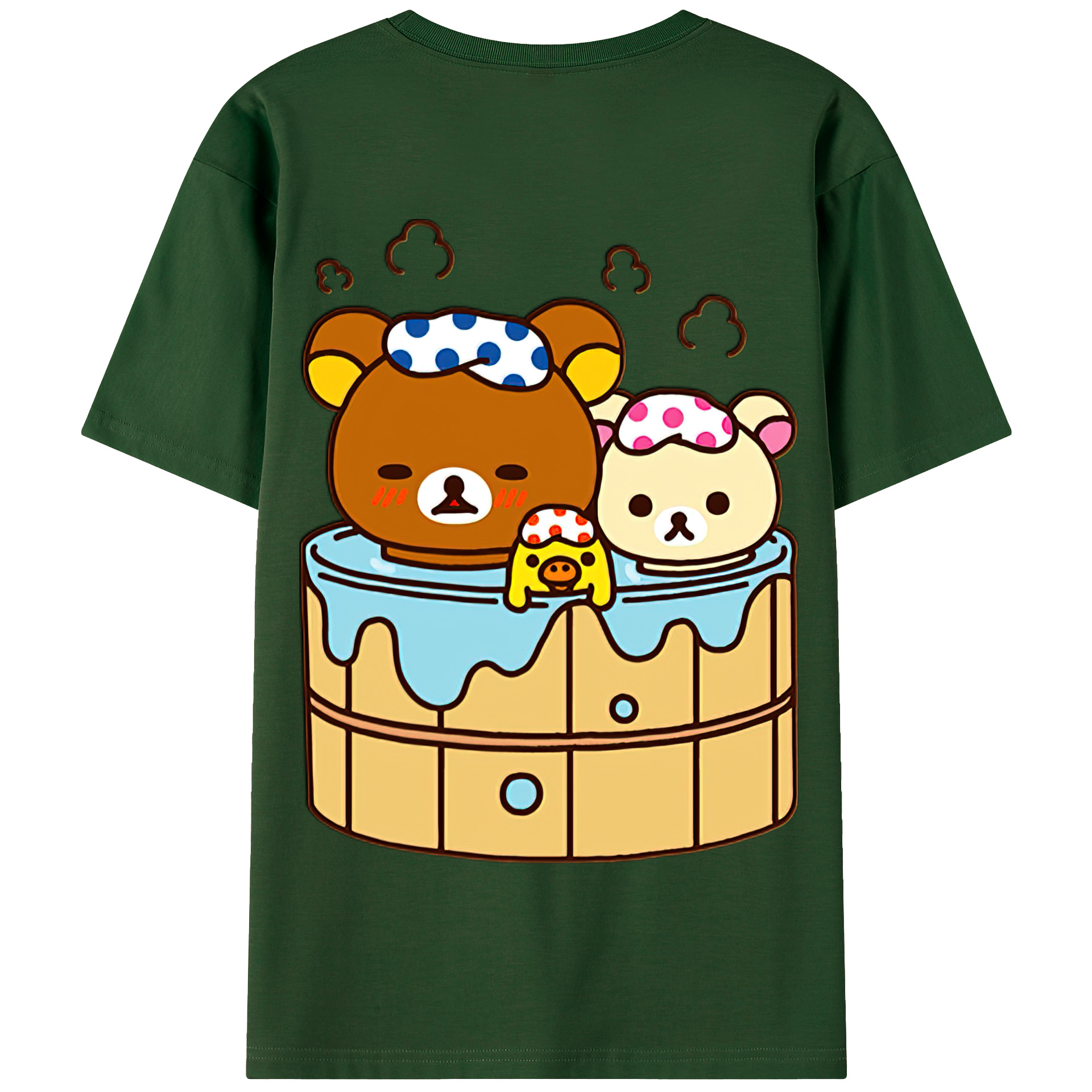（画像用） リラックマ リラックマ キイロイトリ Rilakkuma Korilakkuma Kiiroitori 綿100％半袖Tシャツ（背面プリント）
